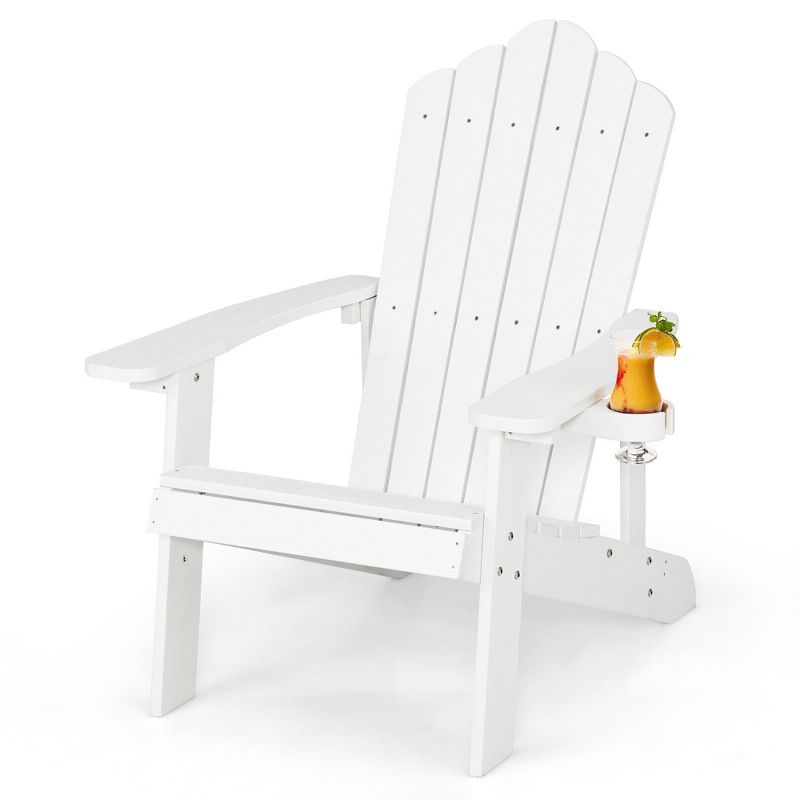 Tangkula Patio HIPS Outdoor Weather Resistant Slatted Chair Adirondack Chair w/ Cup Holder, 1 of 9