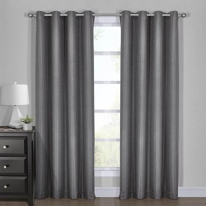 Egyptian Linens 100% Blackout Curtain - Diamond Jacquard Woven Drape Theme (Set of 2) - 1 of 4