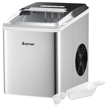 Costway Portable Ice Maker Machine Countertop 26Lbs/24H Self-cleaning w/  Scoop Silver 