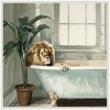 Kate & Laurel All Things Decor 30"x30" Sylvie Lion Relaxing Tub Zen Bathroom Framed Canvas by The Creative Bunch Studio Beaded White - 2 of 4