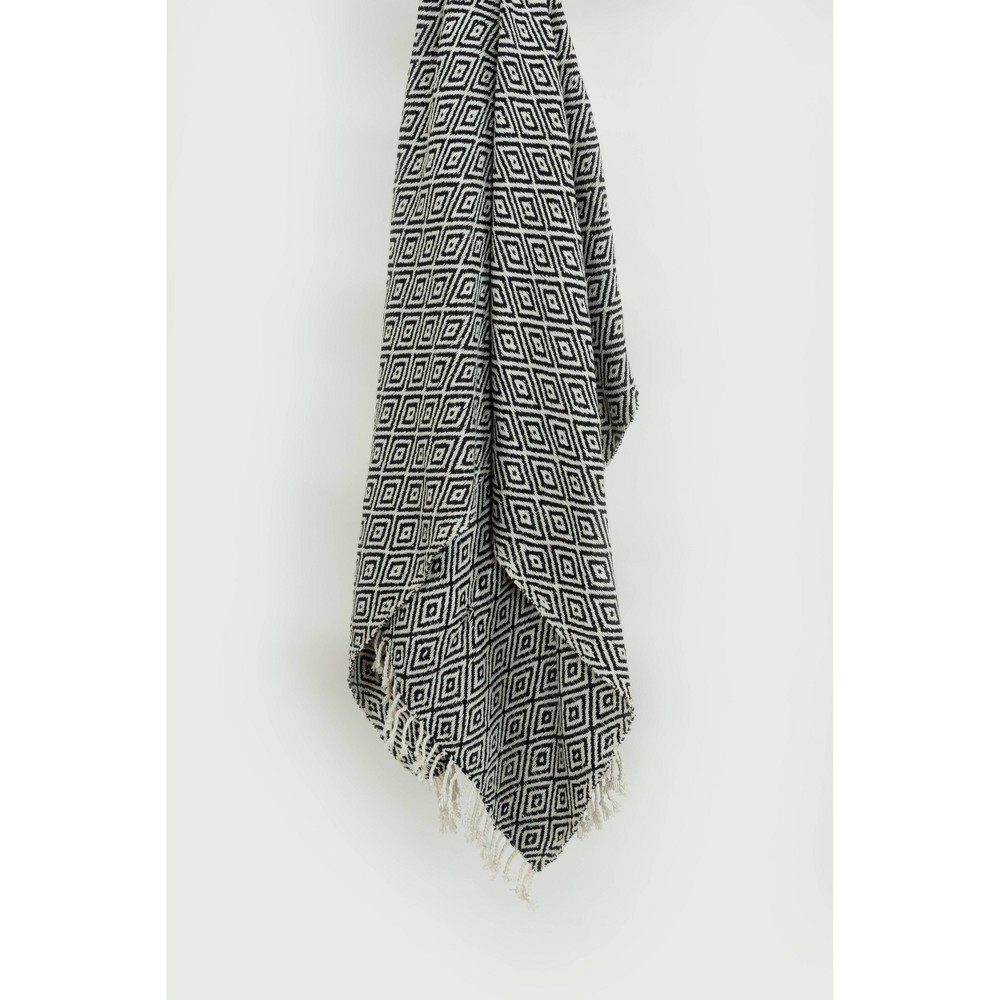 50"x60" Diamond Throw Blanket Ivory/Black - Rizzy Home