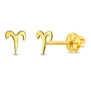 Girls' Dainty Zodiac Screw Back 14k Gold Earrings - In Season Jewelry - 1 of 4