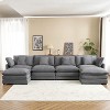 NicBex Couches for Living Room 149.6" Modular Sectional Sofa L-Shape Corduroy Upholstered Sofa Couch with Side Storage Pockets and Ottoman, Dark Grey - 2 of 4