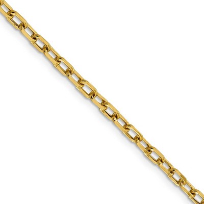 Black Bow Jewelry 3.75mm 14k Yellow Gold Hollow Open D/C Cable Chain Necklace