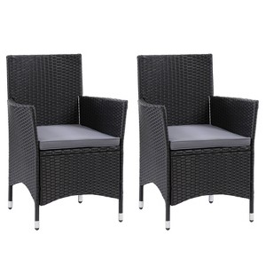 Parksville 2pk Patio Dining Arm Chairs with Cushions: UV-Resistant, Weather-Resistant - CorLiving - 1 of 4
