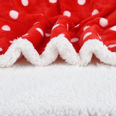 Red Polka Dot Sherpa Fleece Wearable Blanket with Sleeves