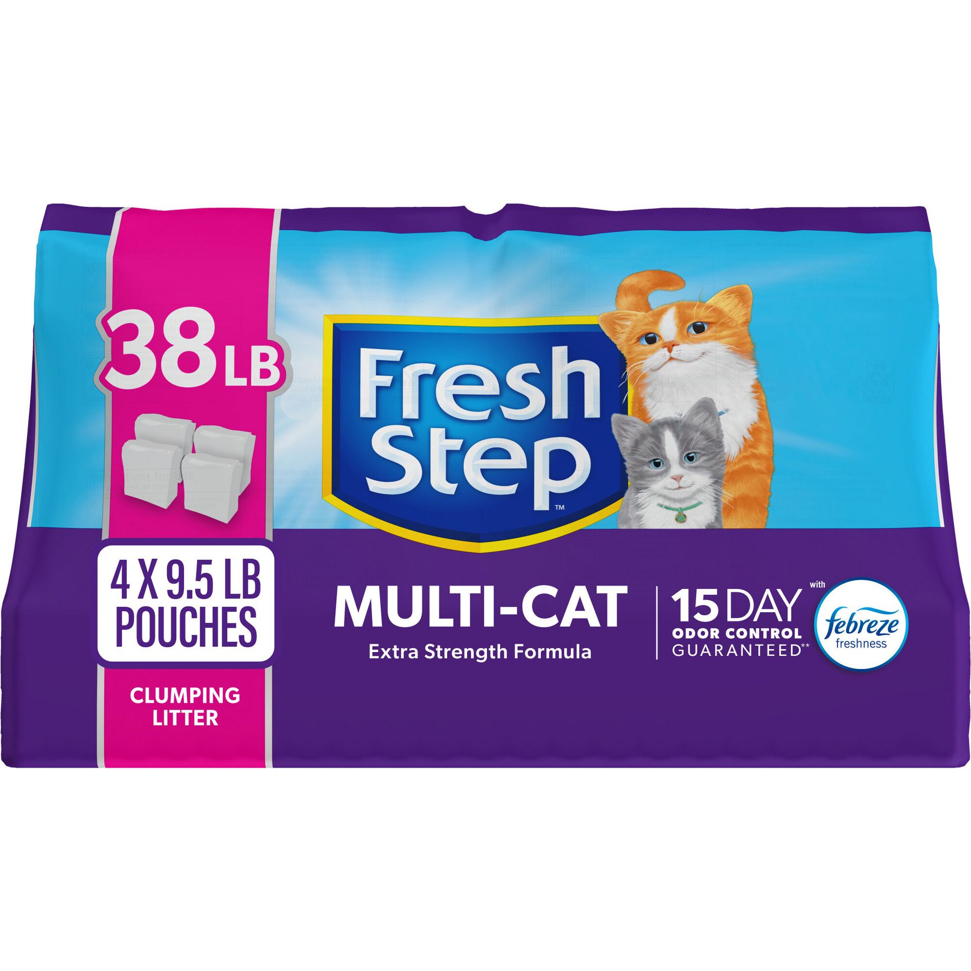 Fresh Step Multi-Cat Scented Litter with The Power of Febreze Clumping Cat Litter - 38lb