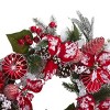 Faux 28" Red Poinsettas & Ornaments Snowy Wreath - FXP1032 - Red/Green - Safavieh - 4 of 4