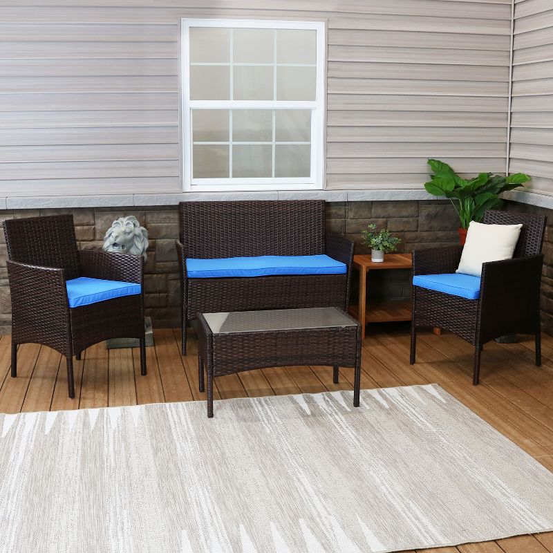 Sunnydaze Outdoor Dunmore Patio Conversation Furniture Set with Loveseat, Chairs, and Table - 4pc, 2 of 10