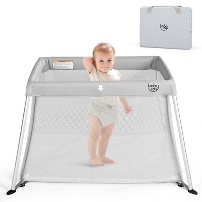 Costway Portable Baby Playpen Playard Lightweight w/ Travel Bag For Newborn Toddler Gray/Pink