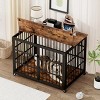 Furniture Style Dog Crate with Iron Frame and Double Doors,43'' Indoor Pet Kennel with Wheels and Open Top Side Table Dog Cage - LAOTIES - 2 of 4