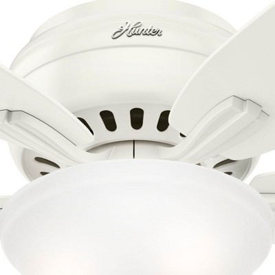 52" White Low Profile Ceiling Fan with LED Light