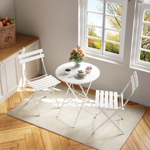 Patio Bistro Sets, 3-Piece Outdoor Furniture with Round Table & 2 Folding Chairs - 1 of 4