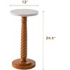 JIONJOY Farmhouse Pedestal End Table with Tray Top - Distressed White Finish, Solid Wood Legs - Compact Side Table - 4 of 4