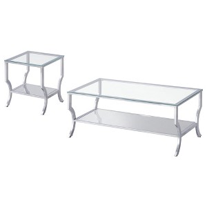 Coaster,Saide 2-piece Glass Top Coffee and End Table Set - 1 of 4