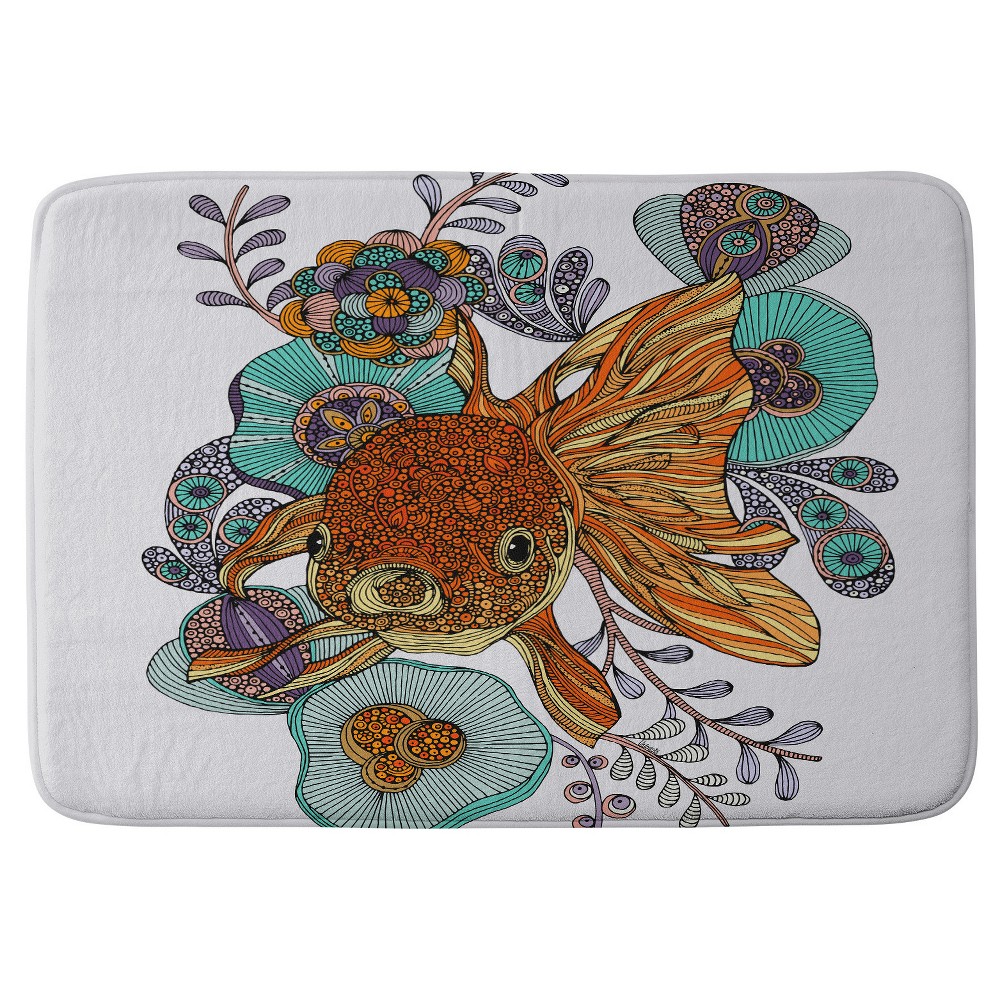 Photos - Bath Mat Valentina Ramos Little Fish Cushion Bath Rug Orange - Deny Designs: Microf