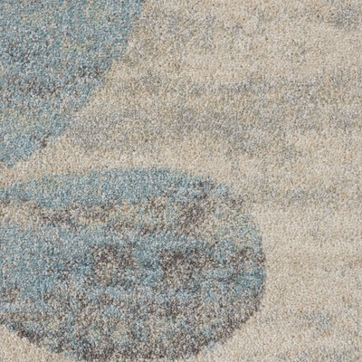 Serene Botanical Ivory & Light Blue 8'10" x 11'10" Viscose Area Rug