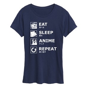 Women's - Instant Message - Eat Sleep Anime Repeat Short Sleeve Graphic T-Shirt - 1 of 4