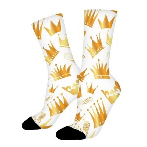 Gold Crown Women Printed Crew Socks Funny Funky Socks Soft Polyester Novelty Gifts for Artists Men - 1 of 1