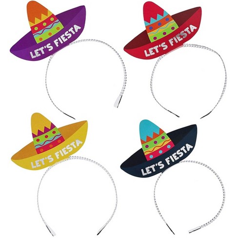 24 Pack Lets Fiesta Sombrero Headbands Party Accessories For Mexican Theme Parties Cinco De Mayo 4 Designs Target