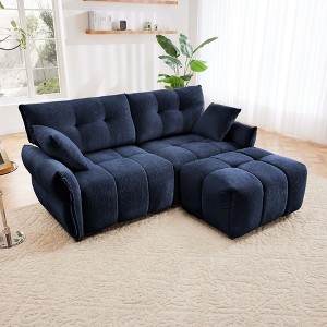 78.7" Chenille Modular L-Shaped Sectional Sofa with High-Resilience Cushions and Ottoman for Small Living Room - 1 of 4