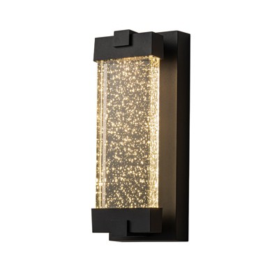LLHZSY 13" High Matte Black Integrated LED Outdoor Wall Light Sconce With Bubble Crystal