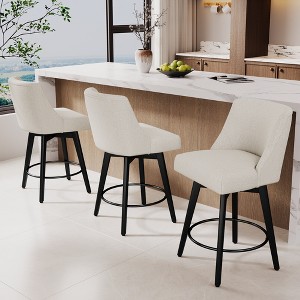 Dyonery 26" Swivel Counter Height Bar Stools with Backrests, Upholstered Seats & Wood Legs for Kitchen Island - 1 of 4