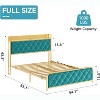 Bed Frame with Velvet Storage Headboard, Bed Frame with Storage Charging Station, Heavy Duty, No Box Spring Needed - 2 of 4