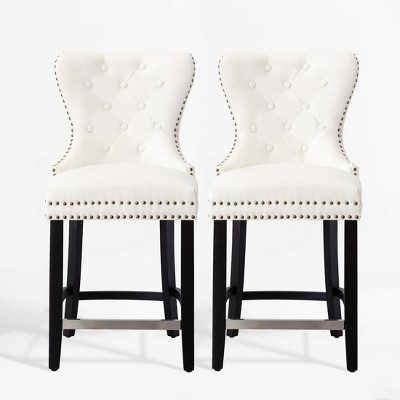 WestinTrends 24" Tufted Velvet Counter Stool (Set of 2)
