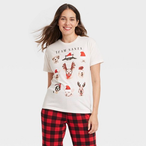 Women's Team Santa Graphic Short Sleeve T-shirt - Off-white Xxl