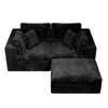 Dexmalle No Assembly Required Corduroy Upholstered Modular Sectional Sofa with Ottoman,Black - 3 of 4