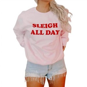 Women's Sleigh All Day Christmas Sweatshirt - mugsby - 1 of 2