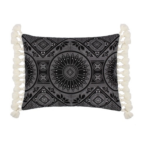 Madera Velvet Navy Crewel Decorative Pillow - Levtex Home : Target