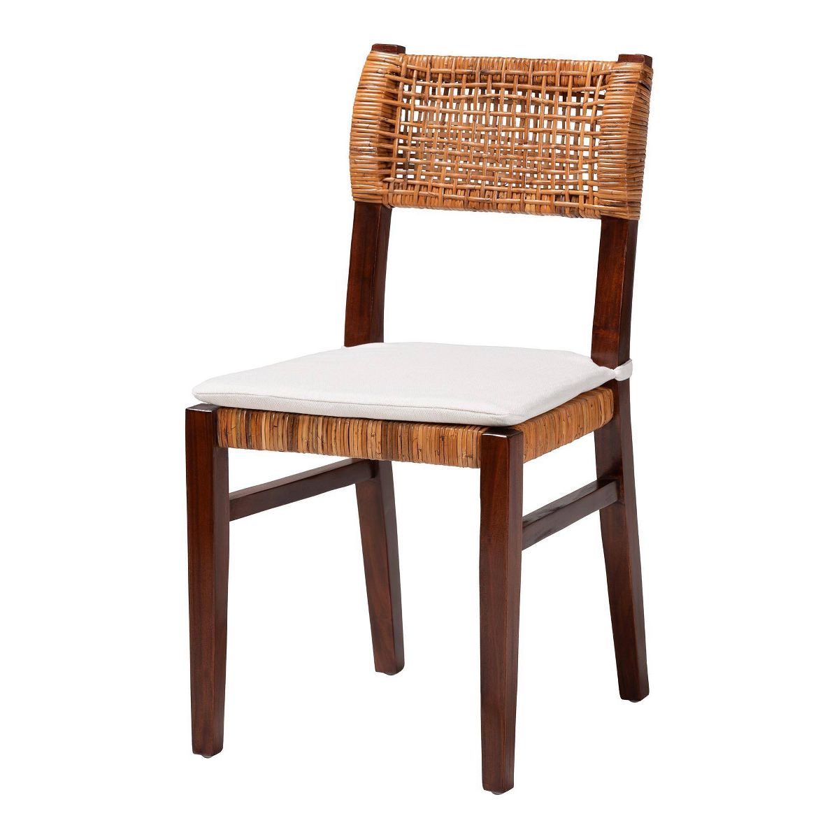 bali & pari Dameka Rattan and Wood Dining Chair Honey/White/Dark Brown - thumbnail 4