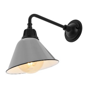 9.63" 1-Light Croydon Farmhouse Industrial LED Gooseneck Arm Outdoor Sconce - JONATHAN Y - 1 of 4