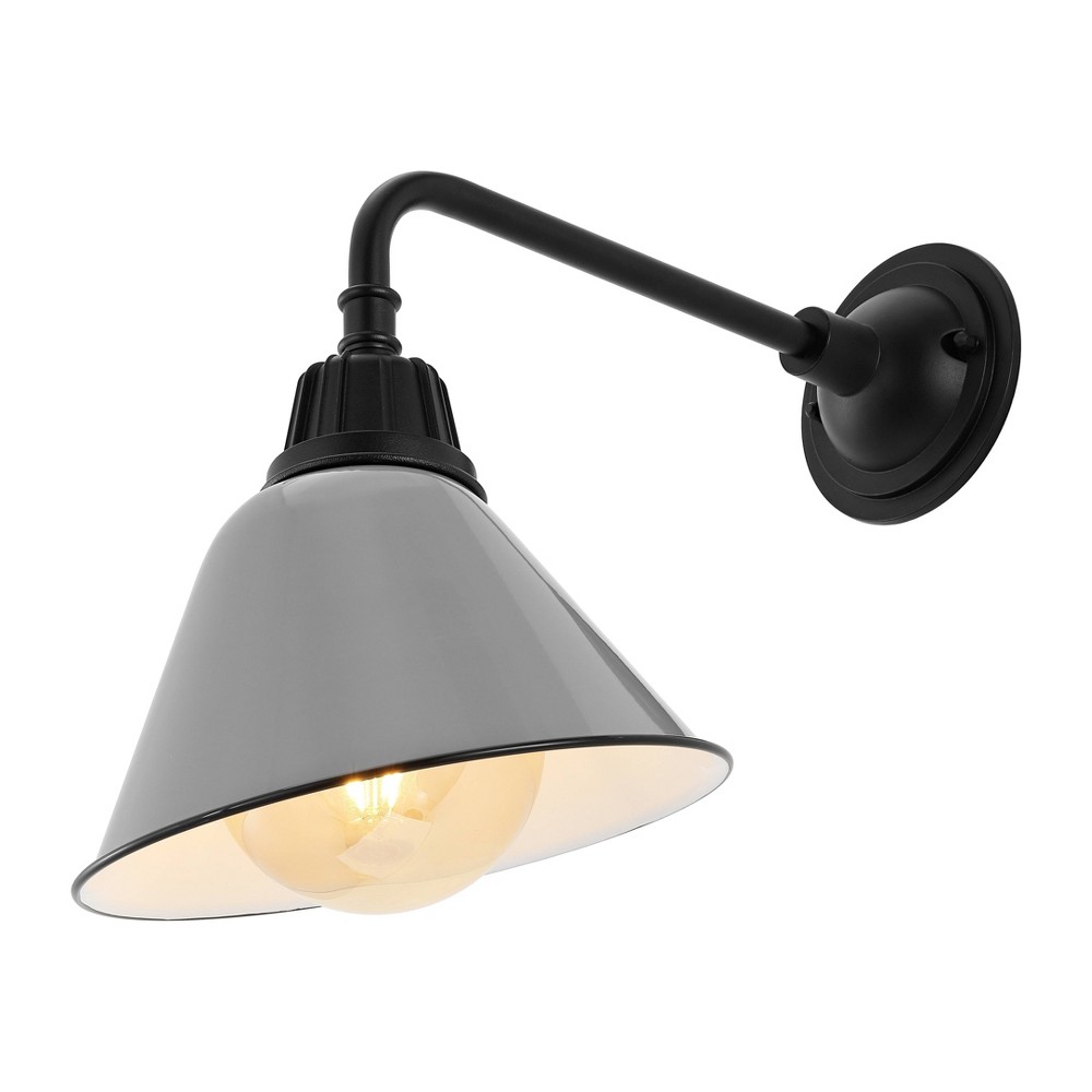 9.63" 1-Light Croydon Farmhouse Industrial LED Gooseneck Arm Outdoor Sconce Gray - JONATHAN Y
