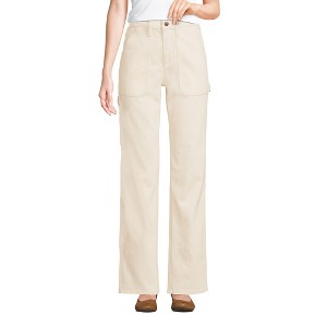 Lands' End Women's Recover High Rise Relaxed Straight Leg Utility Blue Jeans - 1 of 4