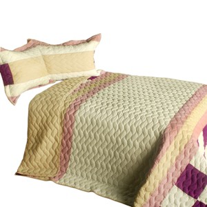 Slickblue Quilt Set Full/Queen with 2 Shams, Pre-Washed Reversible Bedding, Horizontal Stripes, 10 Colors, 3 Piece - 1 of 4