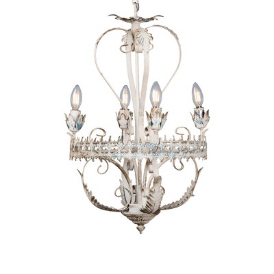 Vintage Metal Chandelier with distressed Finish, 6 Lights, Elegant Home Decor Lighting