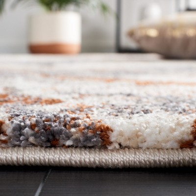 Cyrus Gray and Rust Abstract Shag Area Rug