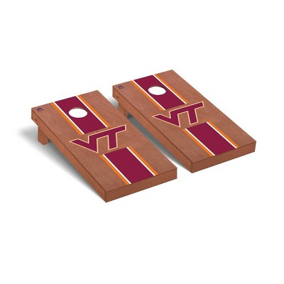 NCAA Virginia Tech Hokies Premium Cornhole Board Rosewood Stained Stripe Version