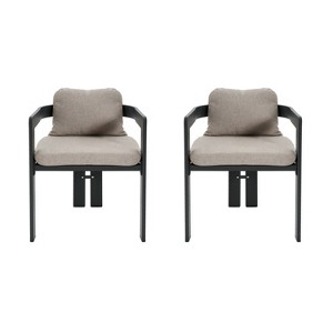 Christopher Knight Home Jonas Outdoor Modern Aluminum Dining Chairs with Cushion (Set of 2) - 1 of 4