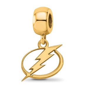 Black Bow Jewelry 14k Yellow Gold Plated Sterling Silver Tampa Bay Lightning NHL Bead Charm - 1 of 4