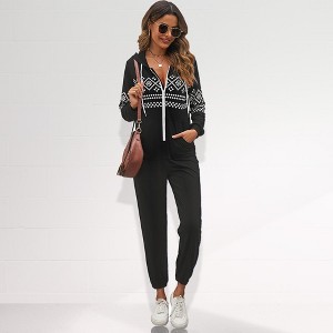 Womens Lounge Jumpsuit Front Zipper Long Sleeve Hooded Jumpsuit Comfy Loungewear One Piece Pajama for Women - 1 of 4