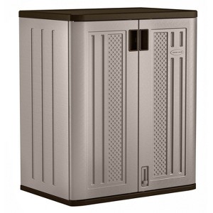 Suncast 9 Cu Ft Base Storage Cabinet with Shelves, Platinum Metallic/Slate - 1 of 4