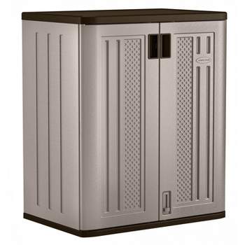 Suncast BMC3600 30" x 20.2" x 36" 9 Cubic Feet Heavy Duty Resin Garage Base Storage Cabinet with 2 Shelves, Platinum
