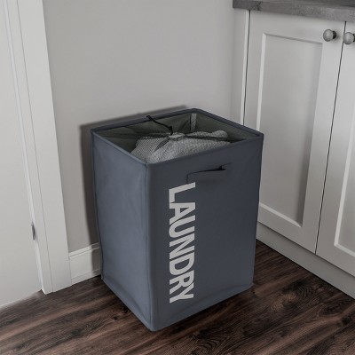 Laundry Hamper with Wheels-Durable, Lightweight, and Spacious with Mesh Liner- Collapsible for Clothing, Linens, and More by Hastings Home (Gray)