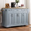 VYNXARIA K&K 54" Grey Blue Kitchen Island with Drop Leaf, Storage & Rolling Wheels - 4 of 4