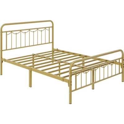 Yaheetech Metal Platform Bed Frame with Vintage Headboard and Footboard