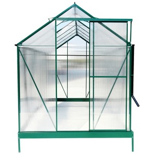 Gulches 6x12x7 Feet Green Polycarbonate Greenhouse Heavy Duty Powder Coated Aluminum Walk in Kit with Rain Gutter Vent Door Backyard Garden - 1 of 4